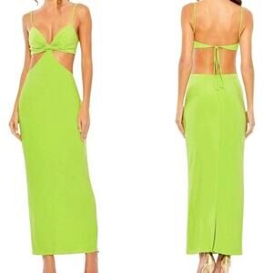 Ieena for Mac Duggal 27110 Column Body Cutout Maxi Dress Sage Green Size 8 NWT